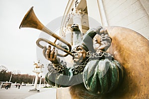 Sculpture clown acrobat with pipes in the Belarusian Circus In M