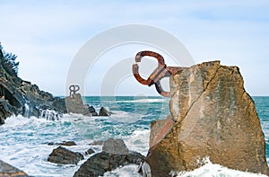Sculpture `The Comb of the Wind` in the Basque Country of Spain.