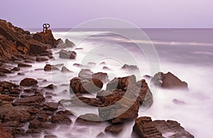 Sculpture of the Comb of the Wind Peine del Viento ,coast of the city of San Sebastian