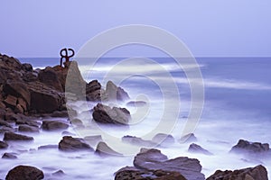 Sculpture of the Comb of the Wind Peine del Viento ,coast of the city of San Sebastian photo