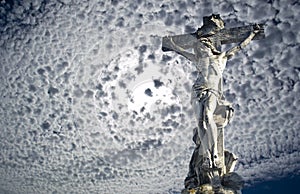 The sculpture of the crucifixion of Christ in the city of Sumy