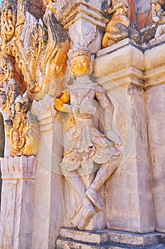 The sculpture of dancing Nat, Kakku Pagodas, Myanmar