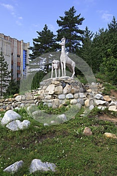 Sculpture of deer in the resort Belokuriha