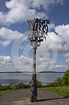 Sculpture depicting the myth of the Children of Lir on the shores of Lough Owel