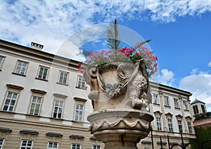 Sculpture detail in Mirabell Garden in Salzburg, Austria