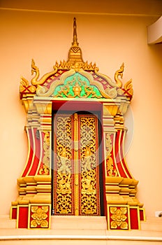 The sculpture door in Vientiane temple Laos