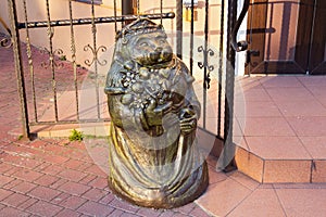 ZELENOGRADSK, KALININGRAD REGION, RUSSIA - APRIL 02, 2019: Sculpture of the elegant cat near wedding registry office in famous