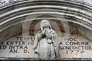 Sculpture at the entrance to the church