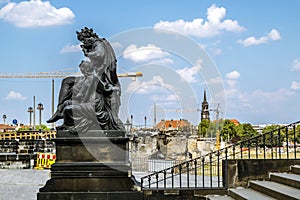 Sculpture `Evening` on the stairs, at the Northern entrance to The Brul terrace  in Dresden