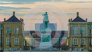 Sculpture of Frederik V on Horseback in Amalienborg Square in Copenhagen