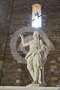 Sculpture in front of altair at Volterra cathedral, Tuscany