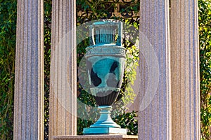 Sculpture of funeral urn on Oakland Cemetery, Atlanta, USA