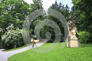 Sculpture in the garden of castle Konopiste
