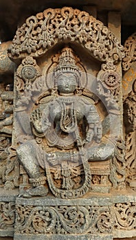Sculpture of Goddess Saraswathi with blessing hands, Lakshminarsimha Temple, Javagal , Hassan, Karnataka