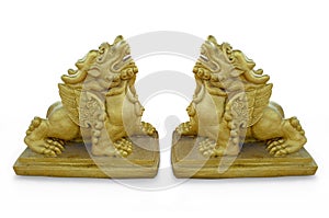 Sculpture of golden lion