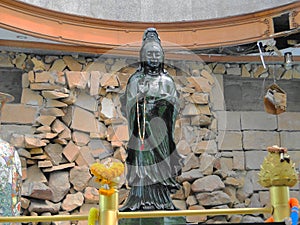 Sculpture of Guanyin Jade in Watthammongkon of Thailand