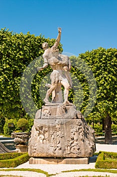 Sculpture of Hades abducting Persephone in Marabellgarten Mirabell Gardens, Salzburg, Austria.