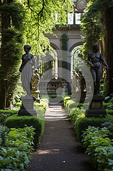 Sculpture Haven: A Captivating Display of Varied Outdoor Art in Serene Garden Setting