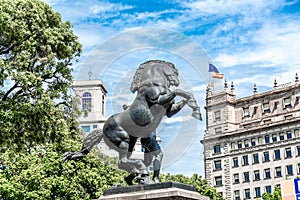 Sculpture of a horse in the Plaza Catalunya in Barcelona, Spain. photo