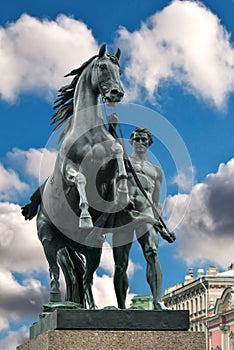 Sculpture horseman with a horse.