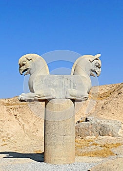 Sculpture of a Huma Bird in Persepolis, Iran photo