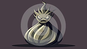 A sculpture of a humble onion enlarged and twisted into a sinister and ominous shape evoking feelings of unease and photo