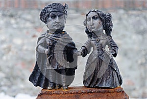 Sculpture of Ilona Zriniy and Imre Tekeli in castle Palanok