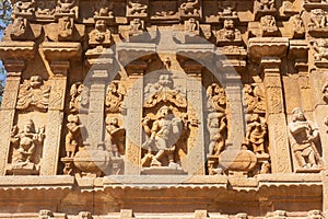 Sculpture of indian gods on the entrance gate of Someshwara Temple, Kolar, Karnataka