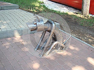 Sculpture of an iron dog