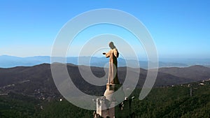 Sculpture Of Jesus Christ. Church of the sacred Heart on mount Tibidabo in Barcelona