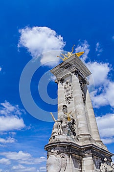 Sculpture La Renommee au Combat at Pont Alexandre III in Paris