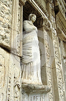 Sculpture in Library of Celsus in Ephesus