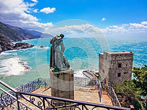 Sculpture on lookout  in Monterosso, Italy