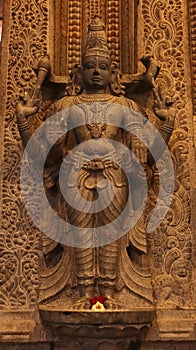 Sculpture of Lord Vishnu on the Pillar of Sri Ranganathaswamy Temple, Srirangam, Trichy, Tamil Nadu