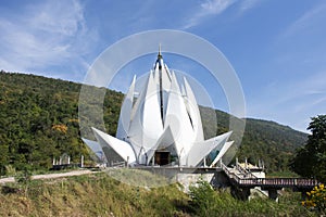 Sculpture lotus ordination hall and carving waterlily ubosot for thai people travelers visit and respect praying blessing wish