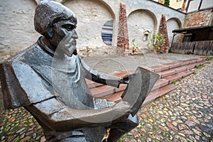 Sculpture of Lucas Cranach the Elder at Cranach Houses and Courtyards in Wittenberg