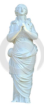 The sculpture maiden praying isolated.