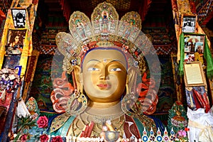 Sculpture of Maitreya buddha at Thiksey Monastery