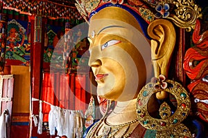 Sculpture of Maitreya buddha at Thiksey Monastery