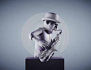 Sculpture of a man playing on a saxophone