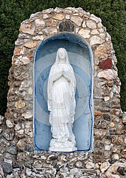 Sculpture Mary outside Saint Mary Catholic Church in Marfa, Texas.