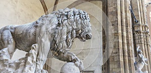 Sculpture of Medici lions in Florence,Tuscany