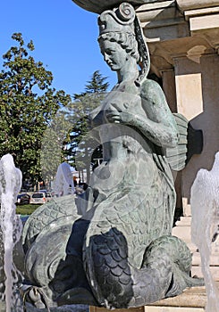 Sculpture of Mermaid at The Fountain of Neptune in Batumi, Georgia