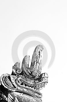 Sculpture of Naga Thai dragon head isolated