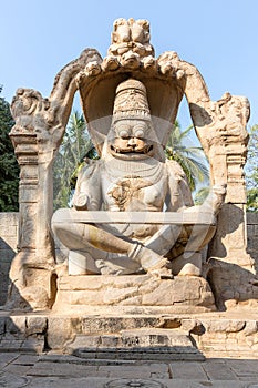 Sculpture of Narasimha monoliths carved in-situ, Hampi