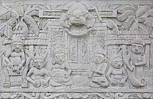The Sculpture of native thai style decorative on the wall