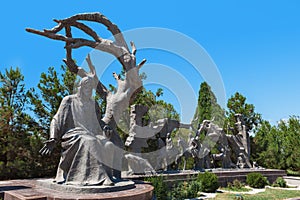 Sculpture of Nizami poem, mausoleum in Gyanja