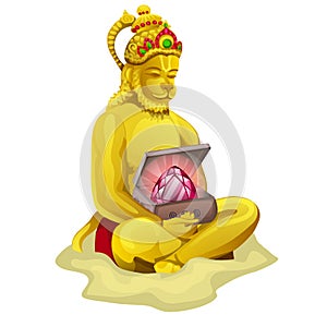 Sculpture of Nrsimha or Narasimha isolated on white background. Vector cartoon close-up illustration. photo