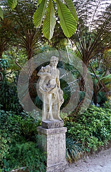 The sculpture in the park of Quinta da Regaleira. Sintra. Portugal