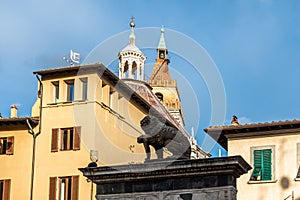 Sculpture of Pozzo del Leoncino at Piazza Della Sala, Pistoia, Tuscany, Italy